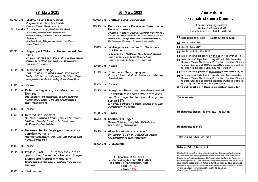 März 2023 | Frühjahrstagung Demenz 