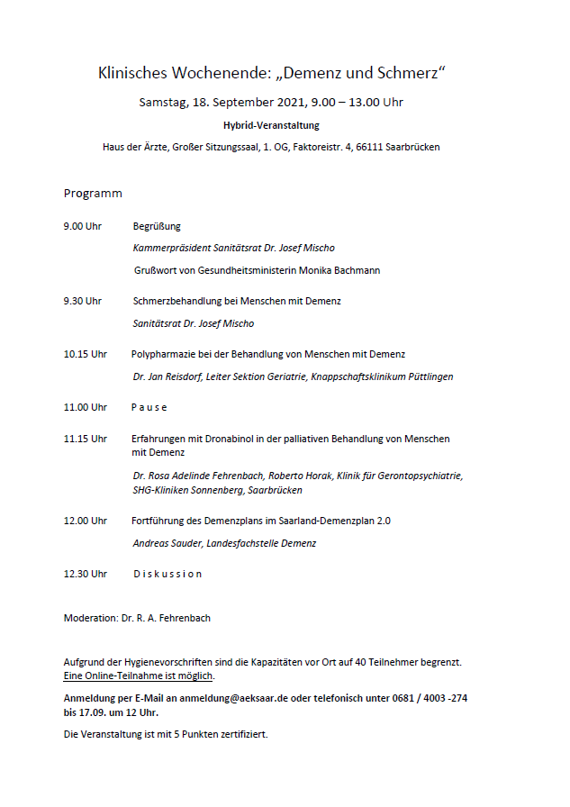 Programm Klinisches Wochenende